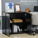 Armadietto da Ufficio Multiuso 2 Ante 80x40x80 cm con Serratura Rivestimento in Melamina Nero  