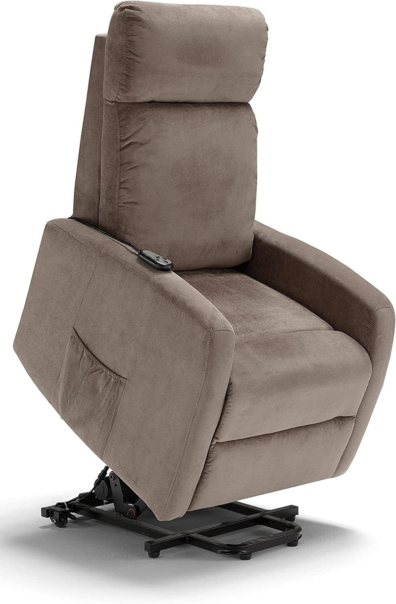 Poltrona Alzapersona Elettrica 2 Motori 67x75x110 cm in Tessuto Seattle Fango