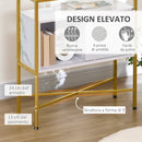 Mobile Soggiorno con Piano in Vetro 80x30x90 cm in MDF e Acciaio Bianco e Oro