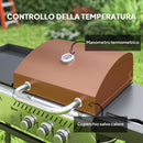 Barbecue a Gas con Piastra e Fornello Coperchio con Termometro Regolatore e Tubo Inclusi Nero   