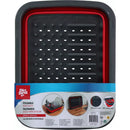 Scolapiatti Pieghevole 36x31x12 cm con Scomparto per Posate in Silicone Rosso e Nero      
