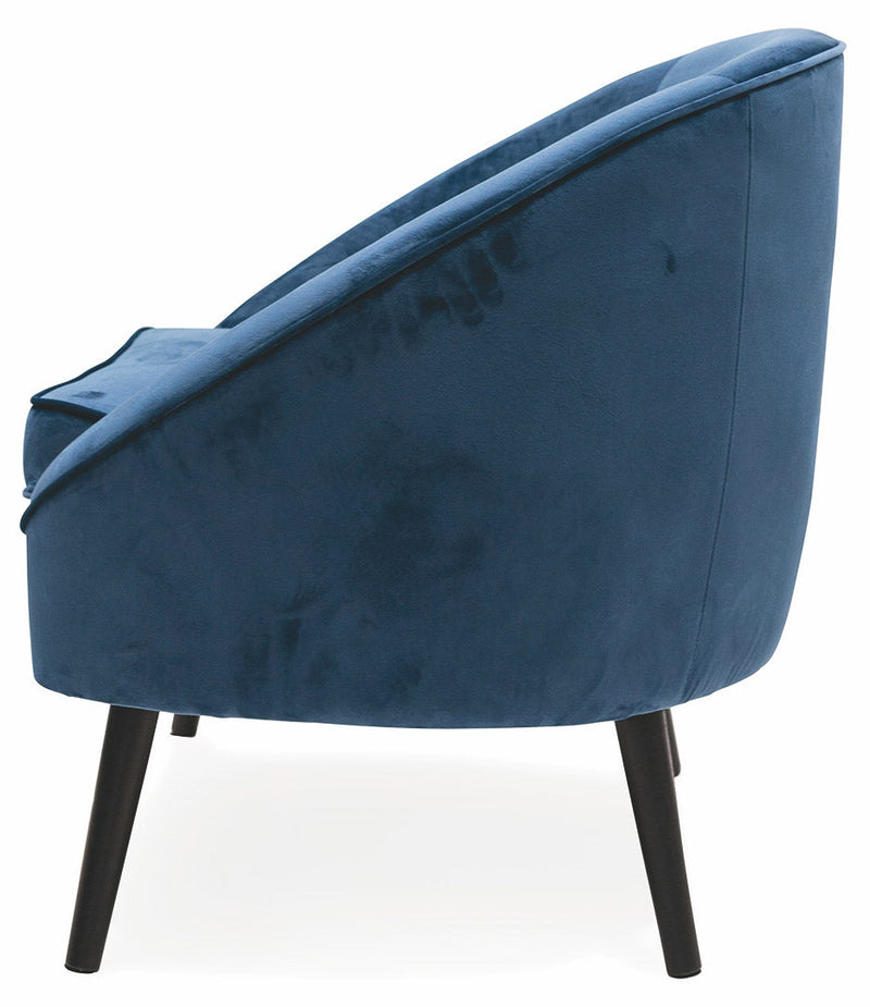 Poltrona Imbottita in Velluto con Gambe in Legno Soriani Blu