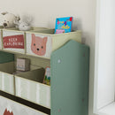 Scaffale Portagiochi per Bambini 63x30x66 cm 6 Contenitore Rimovibili Verde