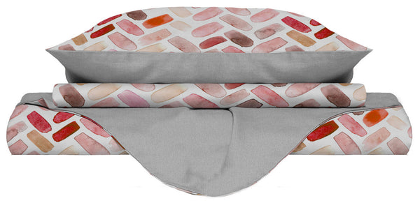 Housse de couette double avec impression sur le sac et les taies d'oreiller sconto