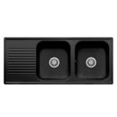 Lavello 116x50 cm 2 vasche gocciolatoio nero Samet