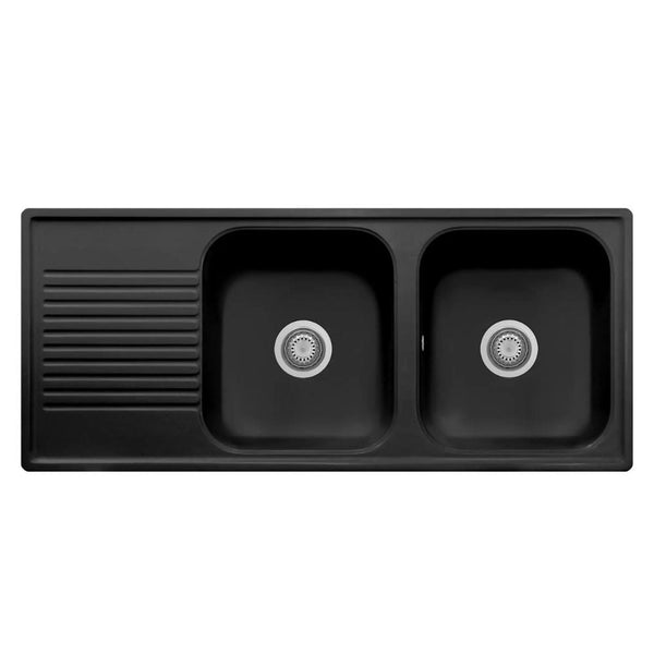 Evier 116x50 cm 2 vasques égouttoir noir Samet acquista
