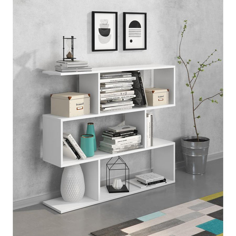 Libreria Moderna 3 Ripiani  110x97x25 cm in Legno Melaminico Bianco Opaco