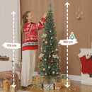 Albero di Natale Artificiale Slim 48x48x180 cm con 321 Rami a Forma di Abete e Base in Plastica Verde      