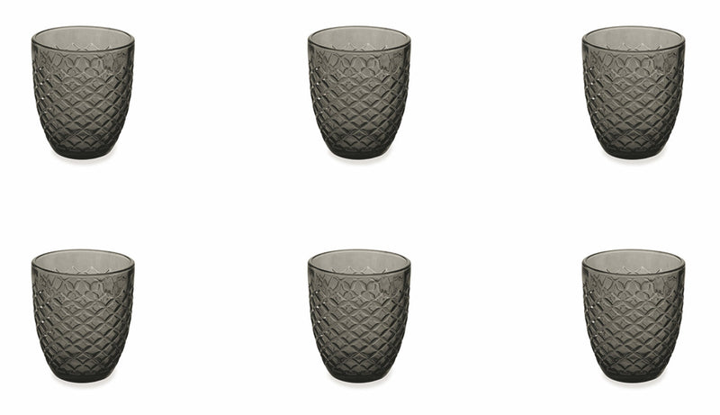 Set 6 Bicchieri Ø8x10 cm in Vetro Villa d'Este Home Tivoli Spiga Neri