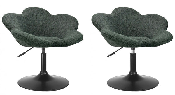 Set 2 Poltroncine da Soggiorno 69x55x69/81 cm in Schiuma Poliuretanica Fleur Nero-Verde Scuro prezzo