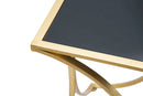 Tavolinetto Infinity 57x46x68 cm in Ferro e Specchio e MDF Oro e Nero