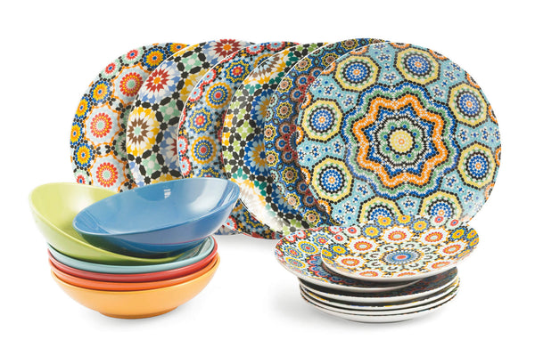 Service de Table 18 Pièces en Porcelaine et Grès Multicolore VdE Tivoli 1996 Marrakech sconto