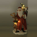 Babbo natale in resina con renna rosso con led cm 11,5x11xh21