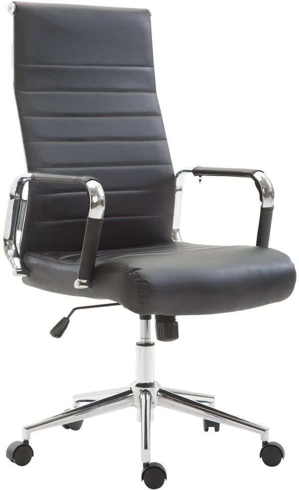 Chaise de bureau de direction 57x55x104/111 cm en acier et simili cuir beige acquista