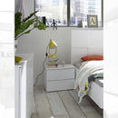 Comodino Ottica 2 cassetti bianco laccato opaco