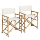 Set 2 Sedie Regista Mare Pieghevoli 63x44x91 cm in Bambù e Tessuto Bianco