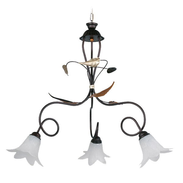 online Lustre 3xE14 Brun-Cuivre Cadre Paille de Verre E-Energy Giorgia