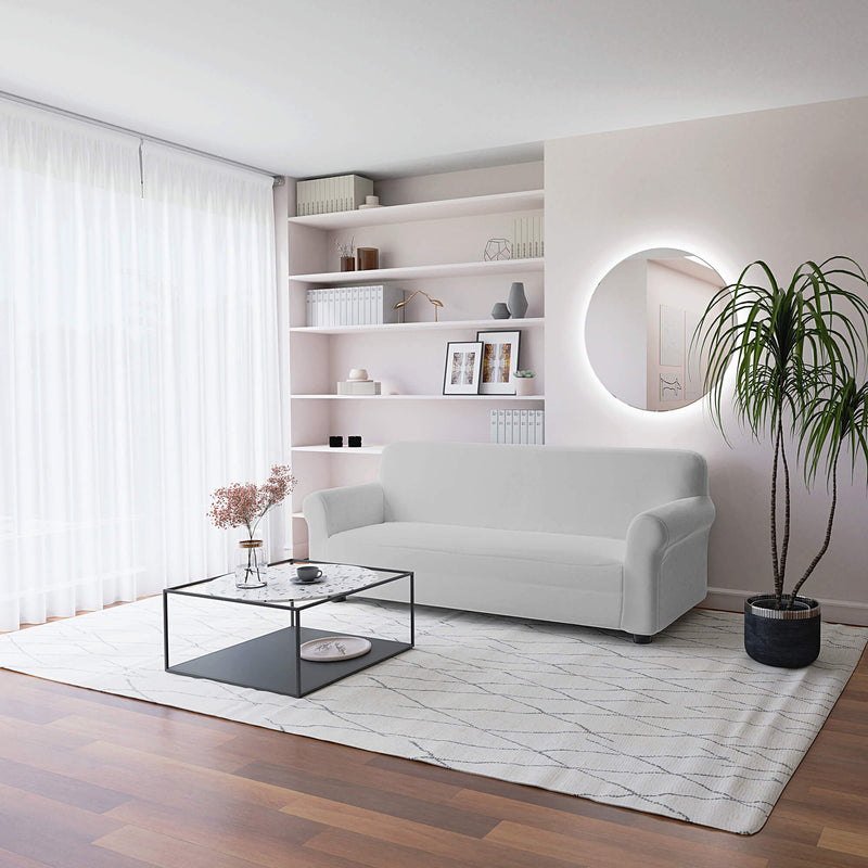 Copridivano Elasticizzato in Poliestere Dahlia Grigio Chiaro Varie Misure