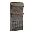 Mensola in metallo in legno 2 piani con portatutto cm 38,5x11,5xh78