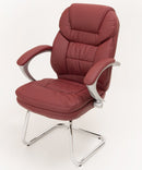 Coppia di Sedie Poltroncine Visitatore in Similpelle da Ufficio Bozzini Roger Bordeaux