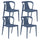 Lot de 4 Chaises Empilables 78x55x50 cm en Polypropylène et Fibre de Verre Alba Petrol