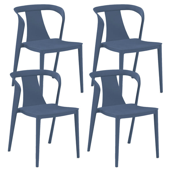 online Lot de 4 Chaises Empilables 78x55x50 cm en Polypropylène et Fibre de Verre Alba Petrol