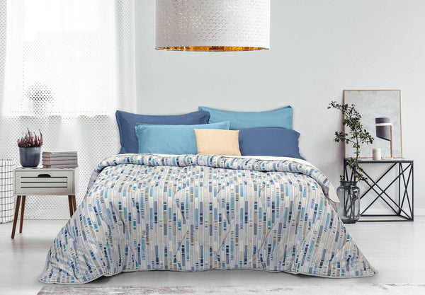 acquista Couette d'Hiver Imprimée en Pur Coton 300gr Cober Trail Bleu Différentes Tailles