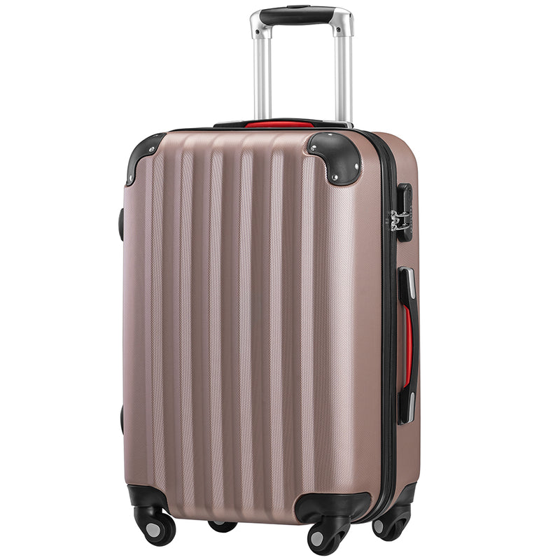 Set 4 Bagagli da Viaggio Trolley Rigido Easy Roll e Beauty Case in ABS Rosa      
