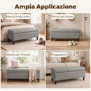 Cassapanca Pouf Contenitore Poggiapiedi 136 L 110x41x42 cm in Finta Pelle Adatta agli Animali Domestici Grigio      