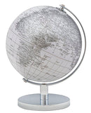 Mappamondo Bianco Ø20x28 cm in Ferro e Plastica Bianco e Argento