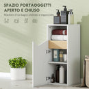 Mobiletto Bagno 30x30x71,5 cm con Armadietto con Anta Ammortizzata e Vano Aperto in Legno Bianco e Legno      