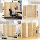 Paravento Divisorio da Interni Pieghevole 240x170 cm a 6 Ante Intrecciato in PP e Legno Beige      