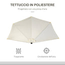 Ombrellone da Terrazza 260x135 cm a Mezzaluna con Apertura a Manovella Beige   