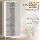 Mobile Bagno Alto da Terra 60x30x170 cm con Ripiani Regolabili in MDF e Metallo      