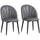 Set 2 Sedie da Pranzo Schienale a Conchiglia in Pelle PU Grigio Scuro