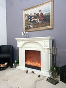 Camino Elettrico da Pavimento 102x120x33 cm Effetto Fiamma 1500W Lisbona mini Bianco