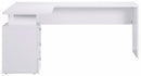 Scrivania Angolare 180/160x60x75cm cm New Selina Bianco Lucido e Ardesia