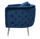 Poltrona Bucarest Blu Elettrico 76x74x73 cm in Playwood Spugna Tessuto e Metallo Blue e Oro