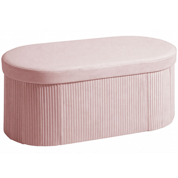 prezzo Pouf Contenitore Pieghevole 76x38x35 cm con Vano da 72L e Rivestimento in Velluto Rosa