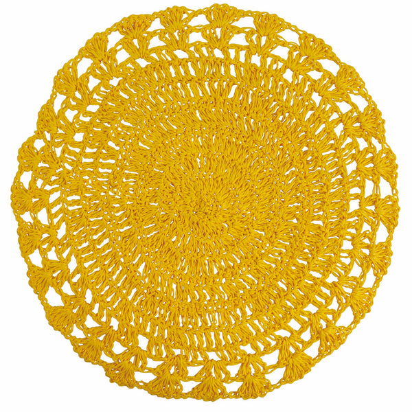 Lot de 6 sets de table ronds intissé Villa d'Este Crochet Jaune online
