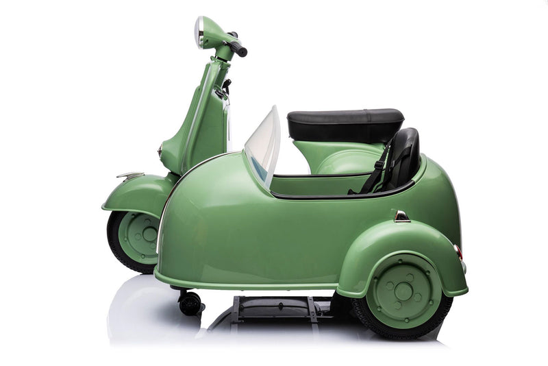 Moto Elettrica per Bambini Licenza Piaggio Vespa Sidecar 12V Verde  