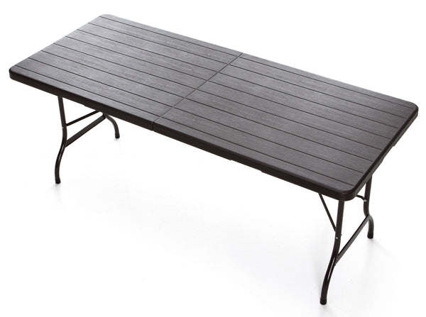 Table de Jardin Pliante 180x75x72 cm en Fer Taddei Plastik Bois Marron Foncé sconto