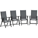 Set 4 Sedie da Giardino 56x69x106 cm Pieghevoli e Traspiranti in Acciaio e Poliestere Grigio  