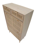 Scarpiera Paglia di Vienna 70x32x120 cm MDF e Impiallacciatura di frassino Marrone