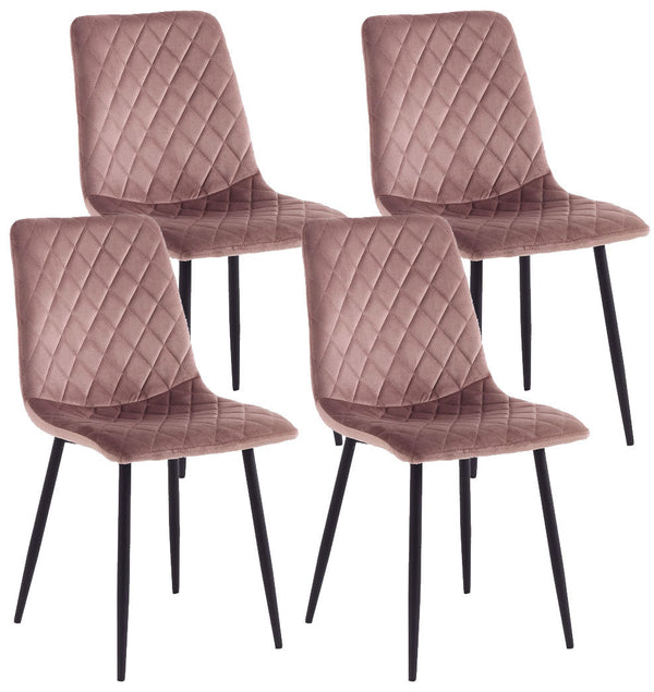 acquista Lot de 4 Chaises Velours Rose 44x50x88 cm