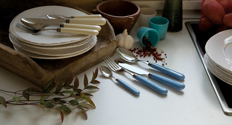 Servizio Set di Posate 75 Pezzi in Acciaio Inox Rivadossi Sandro Mistral Azzurro