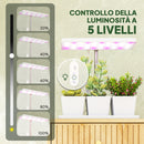 Lampada per Piante da Interno con 3 Vasi Autoirriganti Timer e 5 Livelli Bianco      