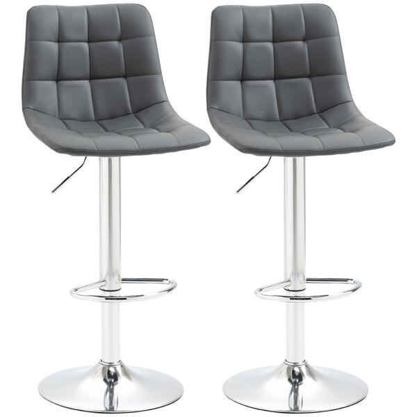 sconto Lot de 2 Tabourets avec Dossier 42x45x89-110 cm en Simili Cuir Gris