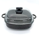 Tegame Quadrato con Coperchio in Vetro Antiaderente 2 Manici 28x28 cm Olympia Hard Cook