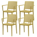 Set 4 Sedie Impilabili 81x57x56 cm con Braccioli in Polipropilene e Fibra di Vetro Porto Senape